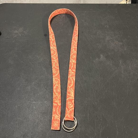 Vineyard Vines Belt Womens Large Orange Pink Citrus Print D Ring Accessory - Picture 3 of 6